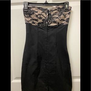 Strapless Black- Ivory lace mini dress